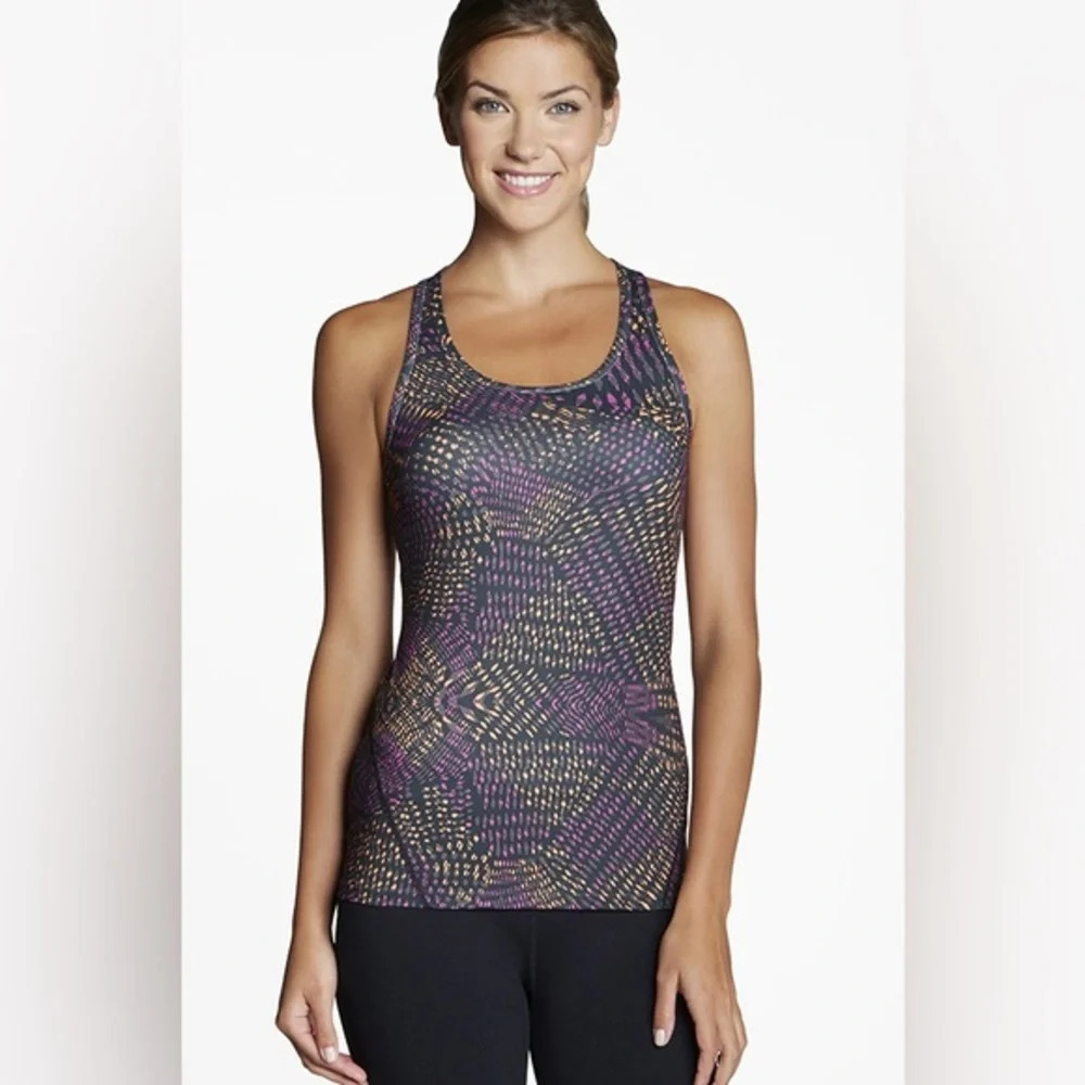 Fabletics • Leon Tank Top Fractal Print Black Purple Orange